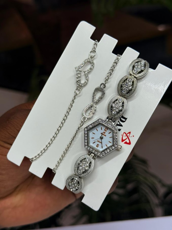 Ladies Square Dial Watch and Jewelry Set