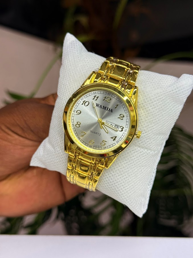 Wamda Gold Analog Watch (White Dial)